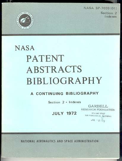 NASA PATENT ABSTRACTS BIBLIOGRAPHY: A Continuing BIbliography, Section 2 - Indexes / NASA SP-7039 (01)