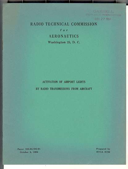 Image for ACTIVATION OF AIRPORT LIGHTS BY RADIO TRANSMISSIONS FROM AIRCRAFT ACTIVATION OF AIRPORT LIGHTS BY RADIO TRANSMISSIONS FROM AIRCRAFT