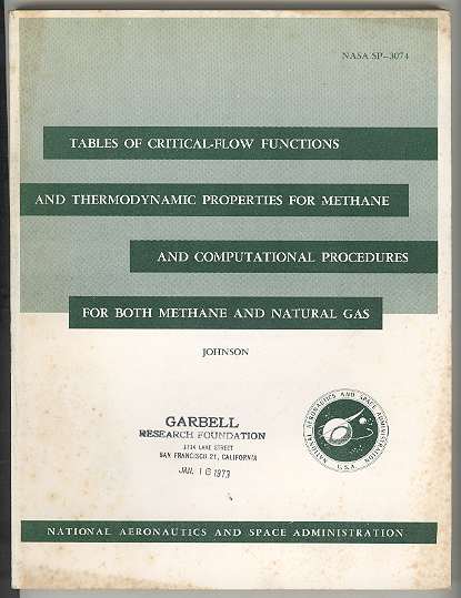TABLES OF CRITICAL-FLOW FUNCTIONS AND THERMODYNAMIC PROPERTIES FOR METHANE AND COMPUTATIONAL PROCEDURES FOR BOTH METHANE AND NATURAL GAS (NASA SP-3074)