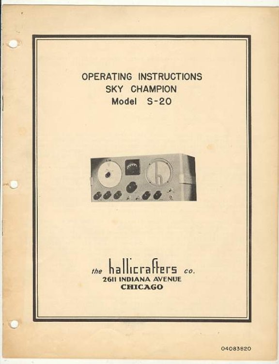 Operating Instructions and Alignment Procedure, Sky Champion, Model S-20
