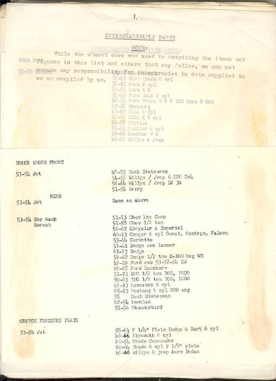 Markup copies of notes on Interchangable Parts for Hudson Automobiles for publication to members of the Hudson Essex Terraplane Club, ca. 1974-75