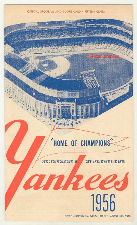 New York Yankees vs Baltimore Orioles 1956 Official Program and Score Card