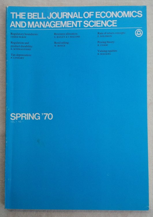 The Bell Journal of Economics and Management Science (Spring '70, Vol. 1, No. 1)