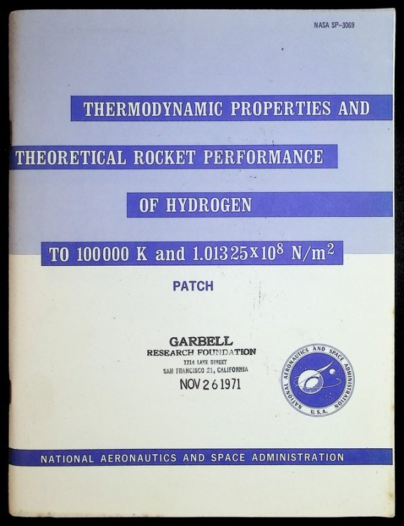 Thermodynamic Properties and Theoretical Rocket Performance of Hydrogen to 100 000 K and 1.01325 X 108 N/m