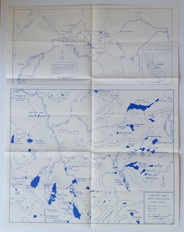 [Fishing Map] Anglers' Guide to the Lakes and Streams of the BEAR CREEK AREA, Fresno County, California, No. 1