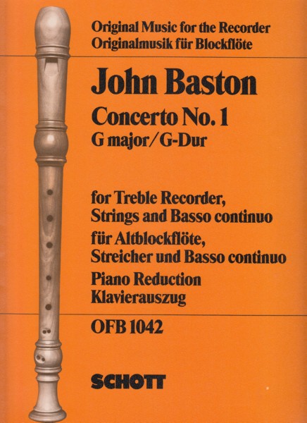 Concerto No.1 in G for Treble Recorder, Strings and Basso Continuo - Piano Reduction