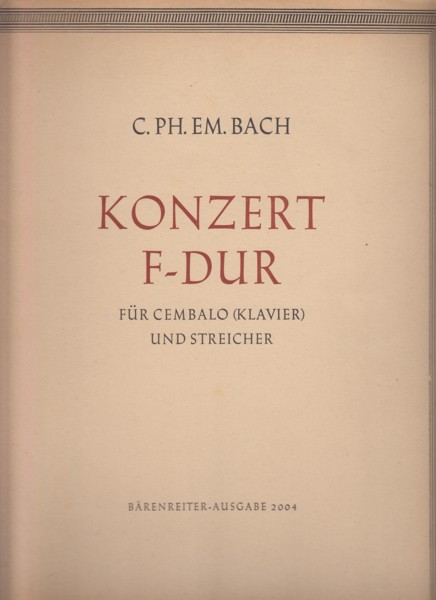 Harpsichord Concerto in F major, Wq.33 - Set of Parts