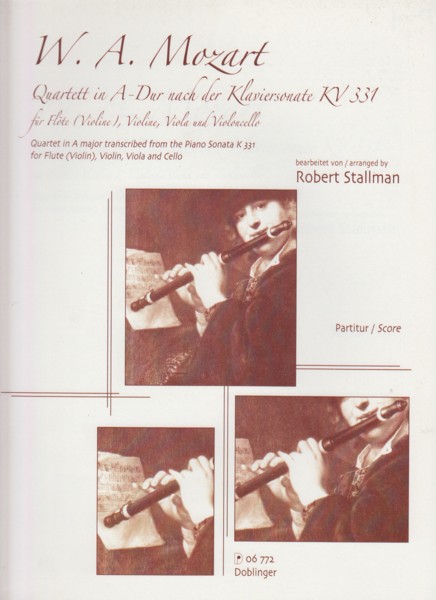 Quartet for Flute (Violin), Violin, Viola and Cello in A major transcribed from the Piano Sonata K.331 - Score & Parts