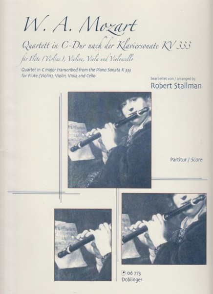 Quartet for Flute (Violin), Violin, Viola and Cello in C major transcribed from the Piano Sonata K.333 - Score & Parts