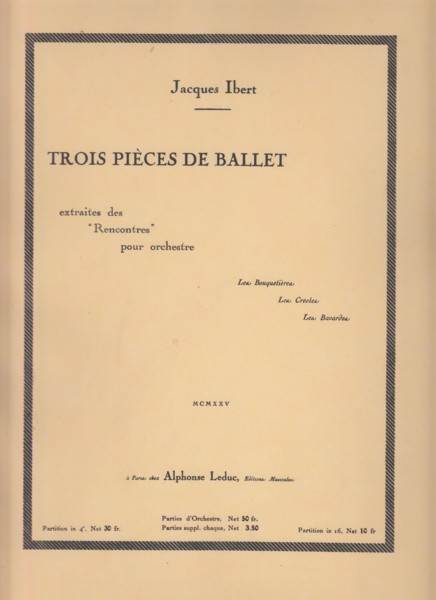 Trois Pieces de Ballet - Full Score