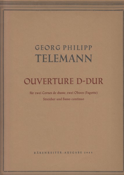 Overture in D major for 2 Oboes, 2 Horns in D, Strings and Basso continuo - Full Score