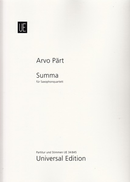 Summa for Saxophone Quartet (1977/2009) - Score & Parts