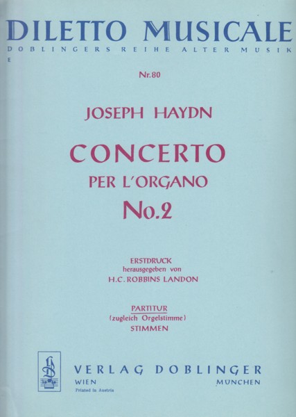 Concerto for Organ, 2 Horns & Strings in No.2 in C, Hob. XVIII:8 - Full Score