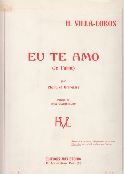 Eu Te Amo for Voice and Orchestra - Voice & Piano