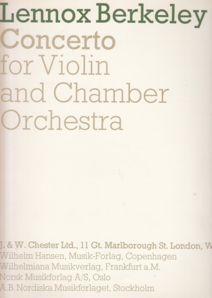 Concerto for Violin and Chamber Orchestra - Violin & Piano