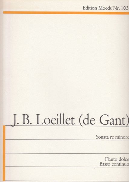 Sonata in d minor, Op.I/8 for Treble Recorder (or Flute or Oboe or Violin) and Basso continuo
