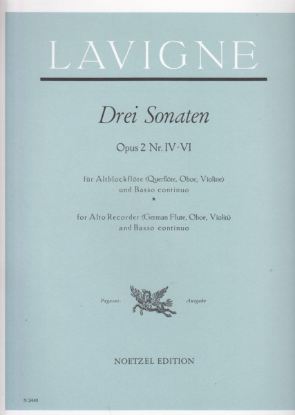 Sonatas for Treble Recorder (or Flute or Oboe or Violin) and Basso continuo Op.2/IV - VI