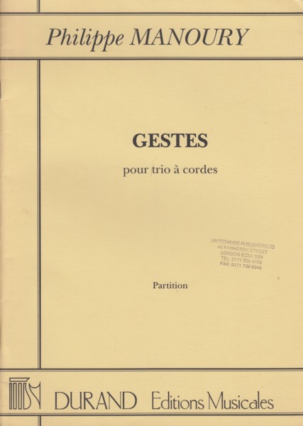 Gestes (1993) for String Trio - Full Score