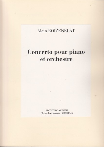 Concerto for Piano and Orchestra - Full Score