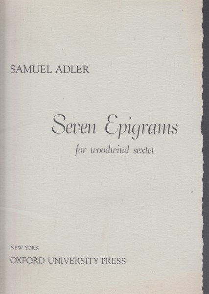 Seven Epigrams for Woodwind Sextet - Full Score & Set of Parts