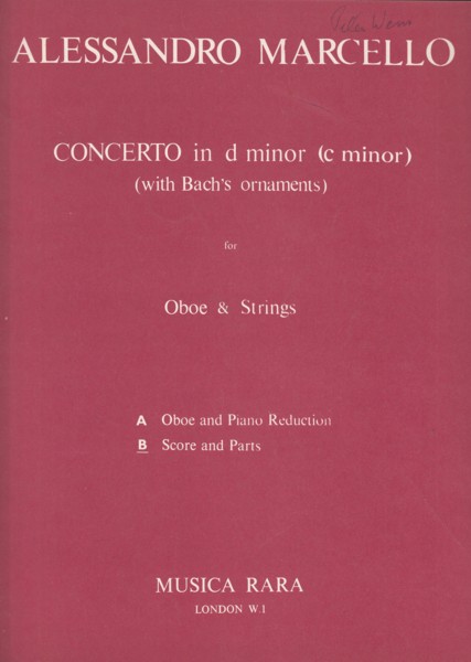 Concerto in d minor for Oboe, Strings & Continuo - Full Score & Set of Parts