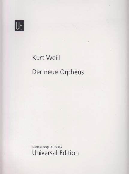 Der Neue Orpheus, Op.16 (1925) - Vocal Score