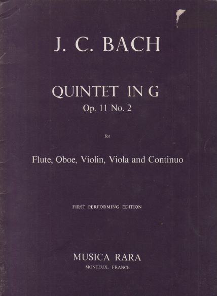 Quintet in G major, Op.11 No.2 for Flute, Oboe, Violin, Viola & Continuo - Set of Parts