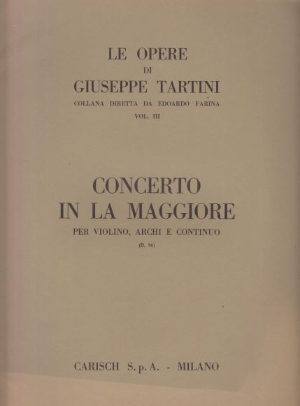 Concerto in A major, D.96 for Violin. Strings & Continuo - Full Score