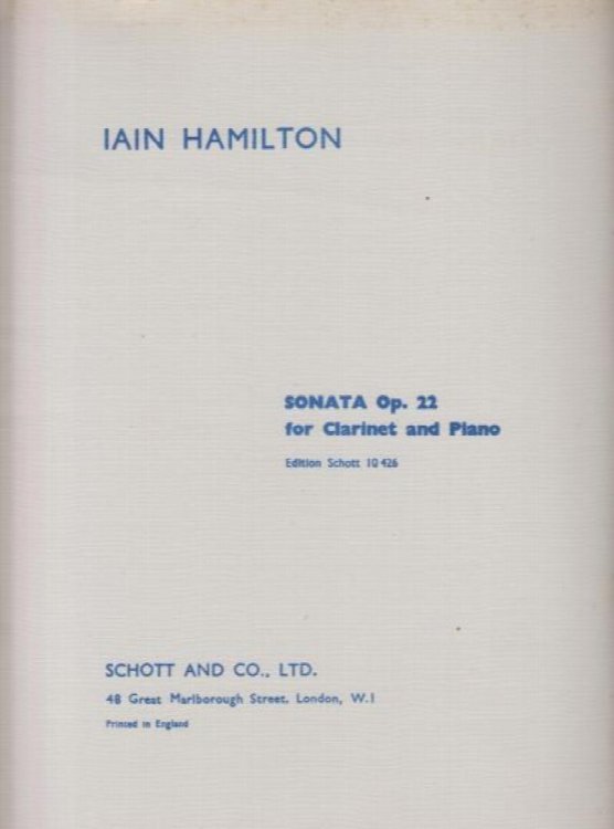 Sonata for Clarinet and Piano, Op.22