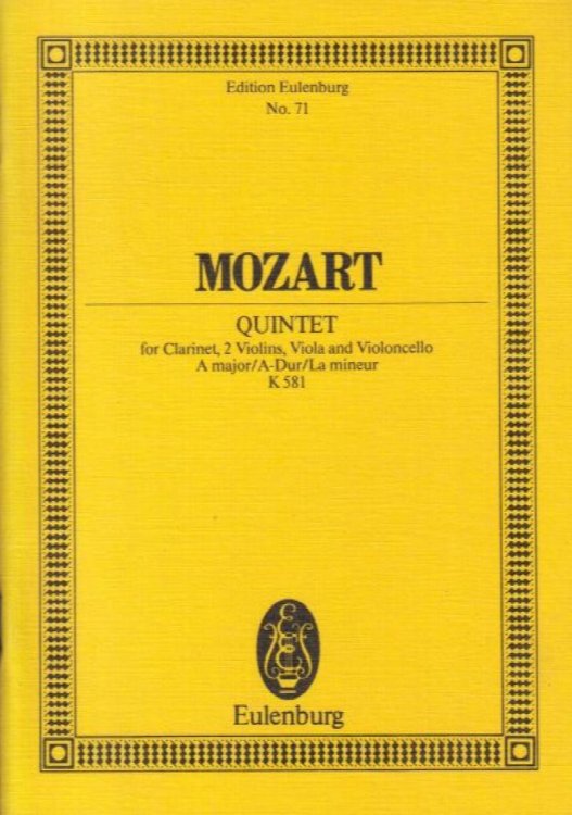 Clarinet Quintet, K581 - Study Score