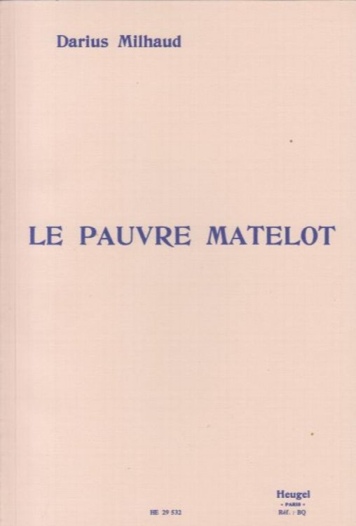 Le Pauvre Matelot - Vocal Score