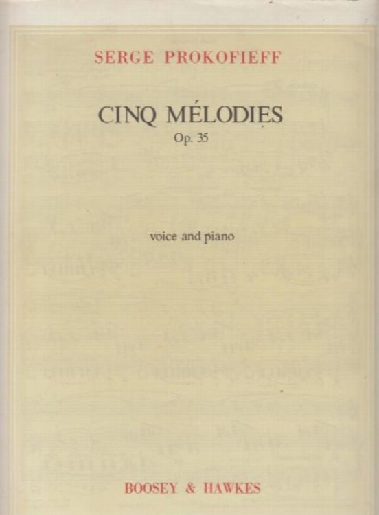 Cinq Melodies, Op.35 - Voice & Piano