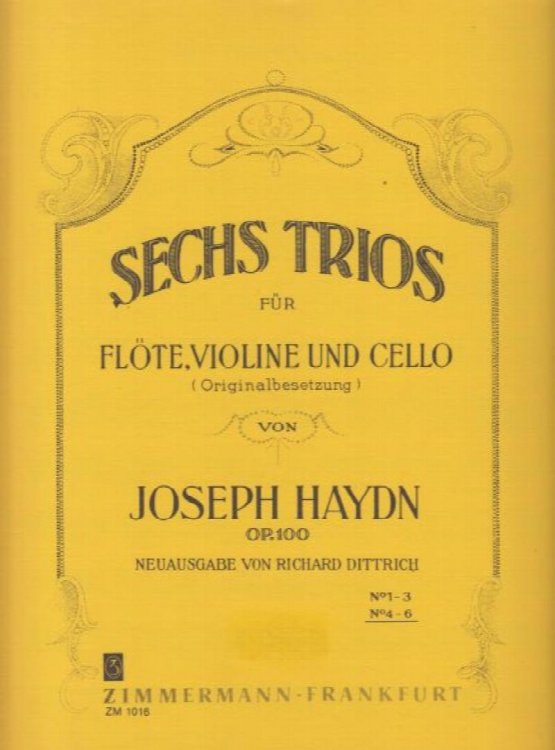 Trios for Flute, Violin and Cello Op.100 Nos.4- 6 Set of Parts