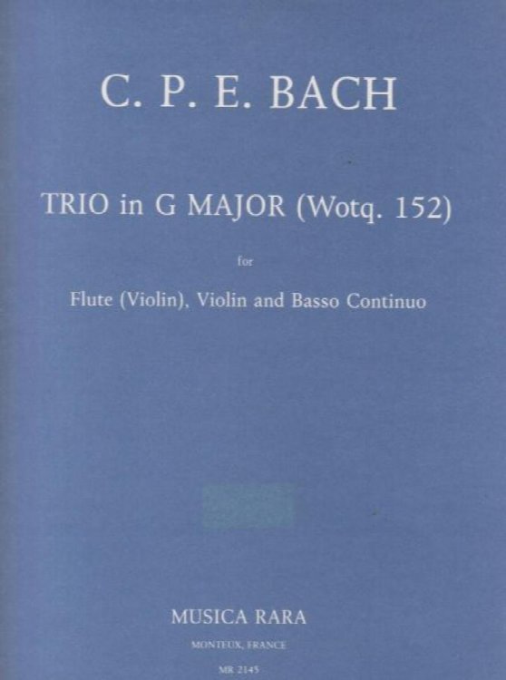 Trio in G major, Wq. 152 for Flute, Violin and Basso Continuo - Set of Parts
