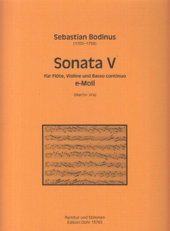 Sonata No.5 in e minor for Flute, Violin and Basso continuo - Score & Parts