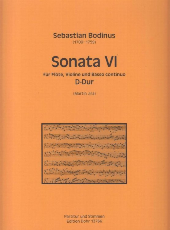 Sonata No.6 in D major for Flute, Violin and Basso continuo - Score & Parts