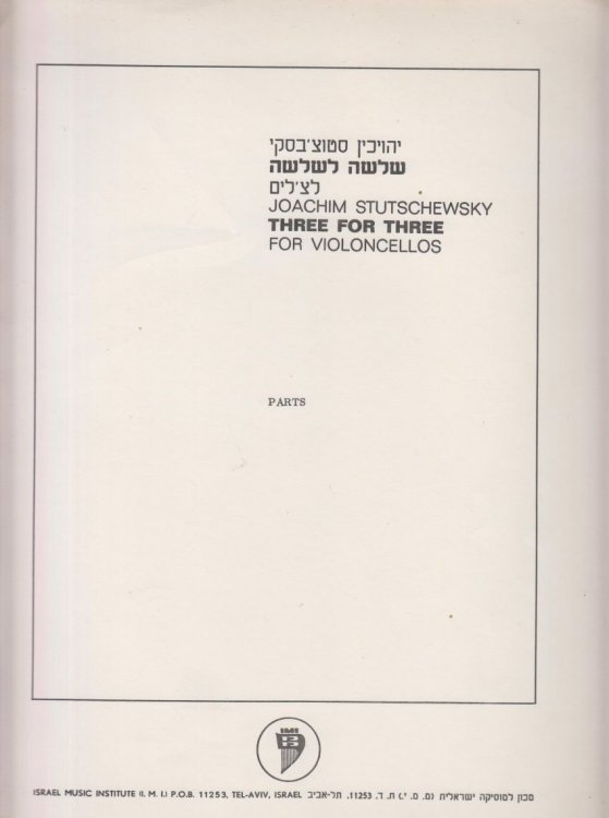 Three for Three - Set of 3 Cello Parts