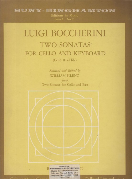 Two Sonatas in C major and F major for Cello and Keyboard (Cello II ad lib.).