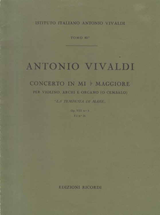 Concerto in E flat for Violin, Strings and Keyboard, FI 26, Op.8/5 - Full Score