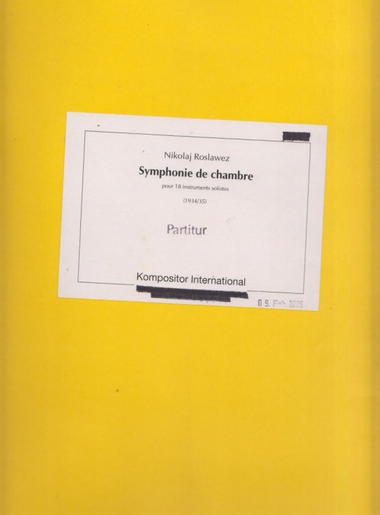 Symphonie de Chambre for 18 Solo Instruments (1934/35) - Folio Full Score