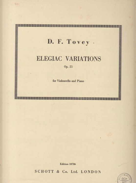 Elegiac Variations, Op.25 - Cello & Piano