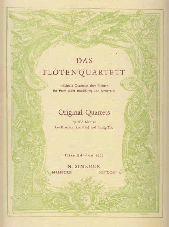 Original Quartets by Old Masters for Flute (or Recorder) and String Trio - Set of Parts