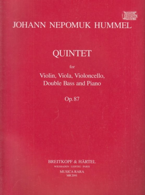 Quintet for Violin, Viola, Cello, Double Bass & Piano, Op.87 - Set of Parts
