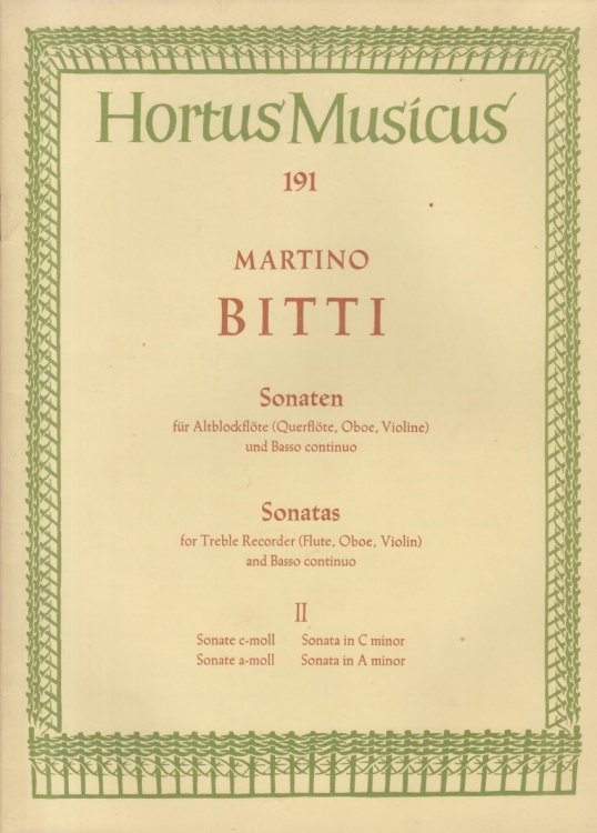 Sonatas in c minor and a minor for Treble Recorder (or Flute, or Oboe or Violin) and Basso continuo