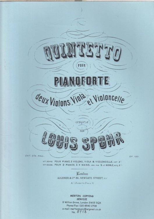 Piano Quintet in d minor, Op.130 - Set of Parts