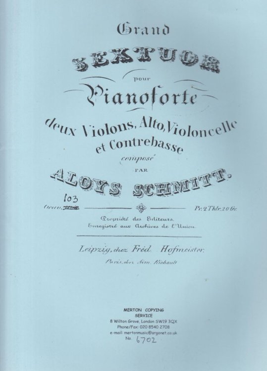 Piano Sextet, Op.103 - Set of Parts