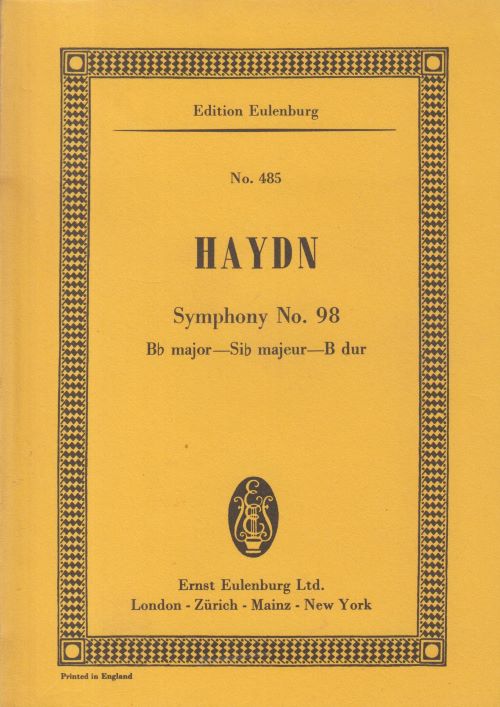 Symphony No.98 in B flat major - Study Score