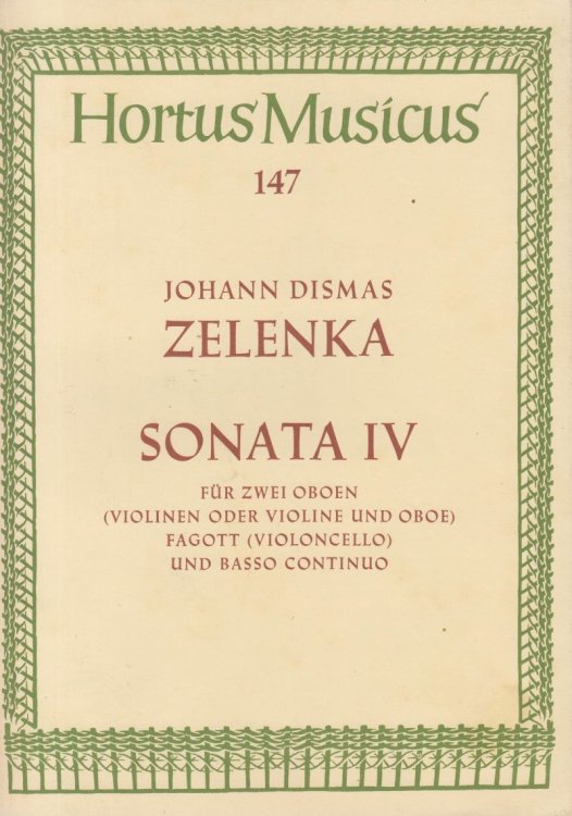 Sonata IV in g minor for 2 Oboes (Violins or Violin & Oboe), Bassoon (Cello) and basso Continuo - Set of Parts