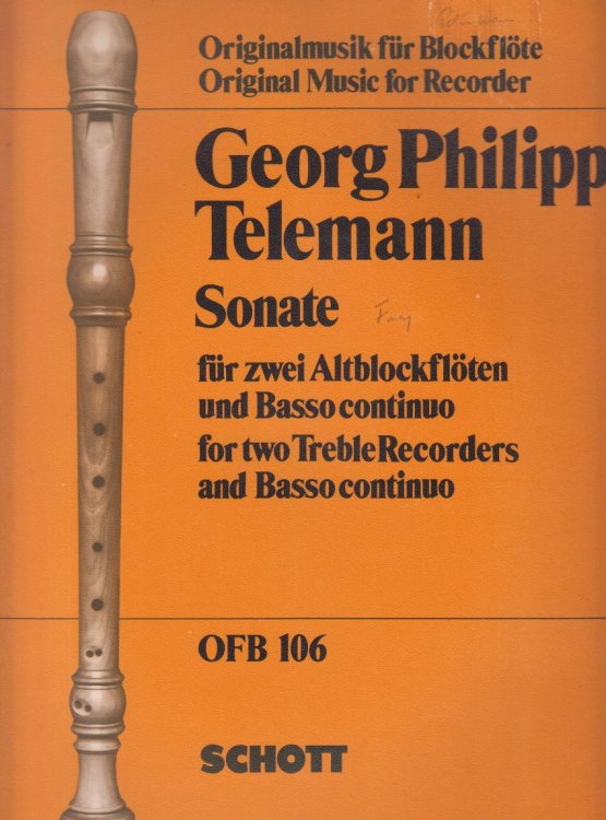 Sonata in F major for Two Treble Recorders and Basso continuo - Set of Parts