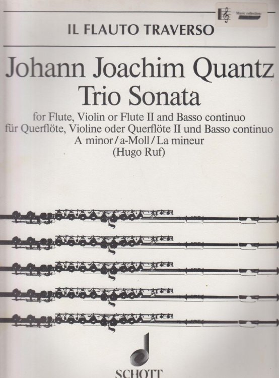 Trio Sonata in a minor for Flute, Violin(Flute II) and Basso Continuo - Set of Parts